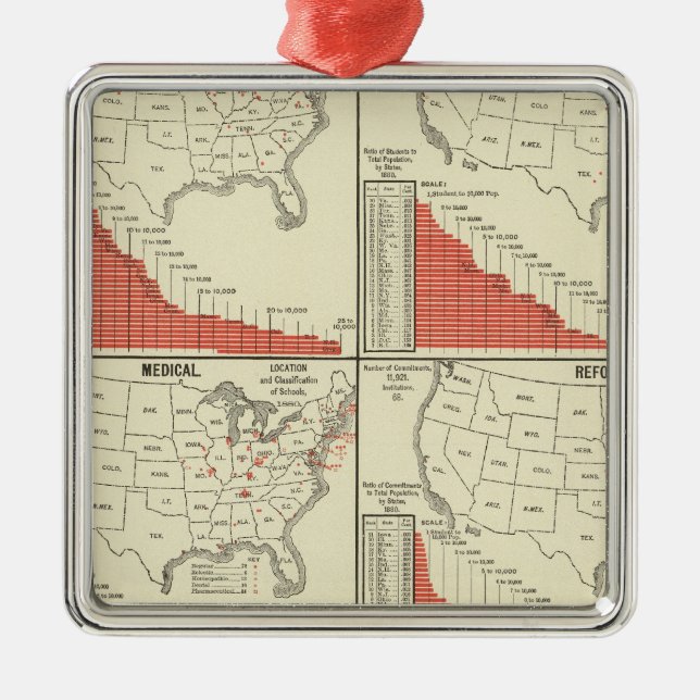 Statistics for special schools metal tree decoration (Front)