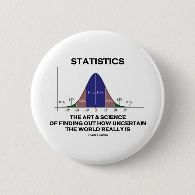 Statistics The Art & Science Of Finding Out Quote 6 Cm Round Badge (Front)