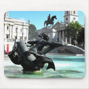 Statue and fountain in Trafalgar Square Mouse Mat