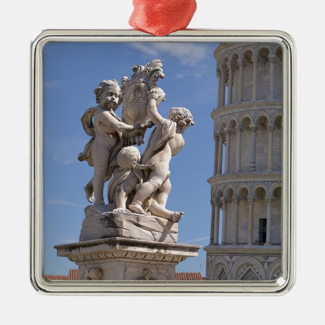 Statue and leaning Tower of Pisa Metal Tree Decoration (Front)