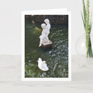 Statue and swan in Madeira Holiday Card