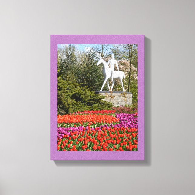 Statue and tulips canvas print (Front)