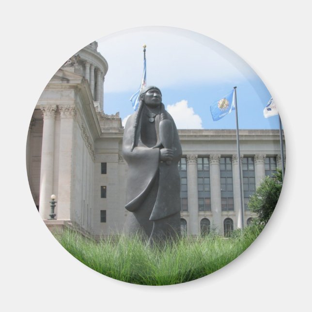 Statue At Oklahoma State Capital Magnet (Front)