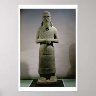 Statue dedicated to the god Haddad-Yishi (basalt) Poster