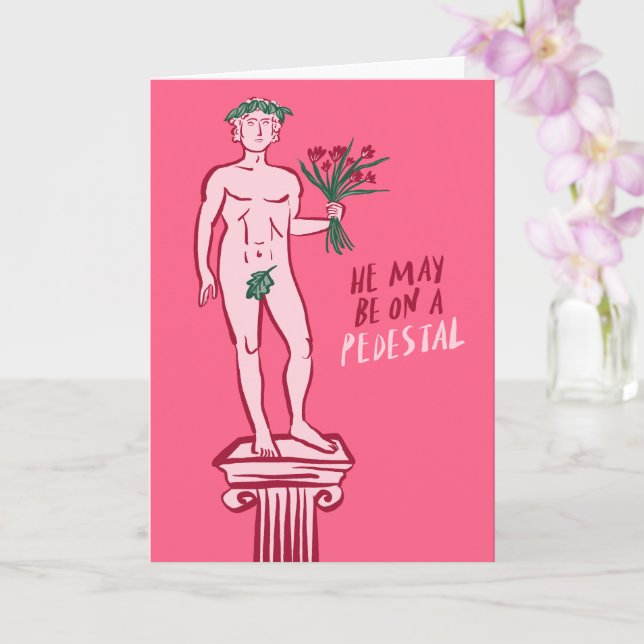STATUE GALENTINE Valentine Whimsical Funny Hype Card (Orchid)