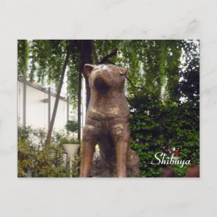 statue hachiko shibuya postcard