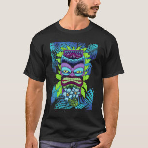 Statue Hawaiian Totem Tiki Mask Luau Tropical Flow T-Shirt