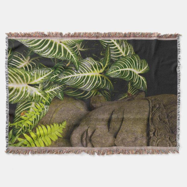 Statue in a Garden: Chiang Mai, Thailand Throw Blanket (Front)