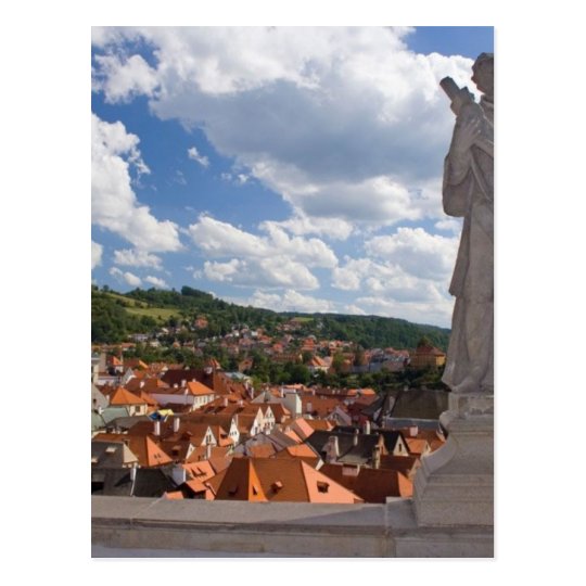 Statue In The Castle With A View On Cesky Krumlov Postcard