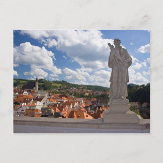 Statue In The Castle With A View On Cesky Krumlov Postcard