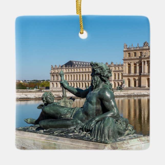 Statue Le Rhone in the garden of Versailles castle Ceramic Ornament (Front)