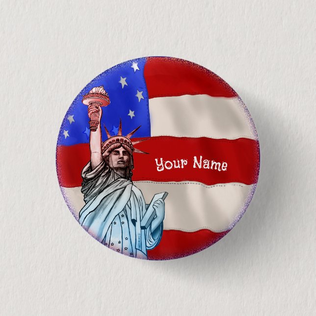 Statue Liberty  3 Cm Round Badge (Front)