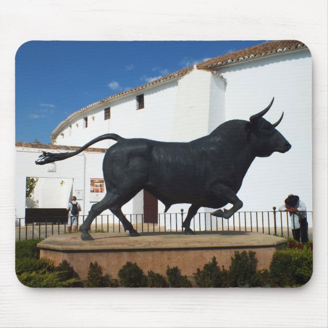 Statue of a bull in Ronda, Spain Mouse Mat (Front)
