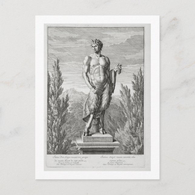 Statue of a Satyr holding a bunch of grapes, Versa Postcard (Front)