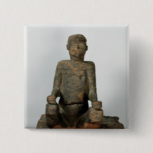 Statue of a seated man, Mbembe, Nigeria 15 Cm Square Badge