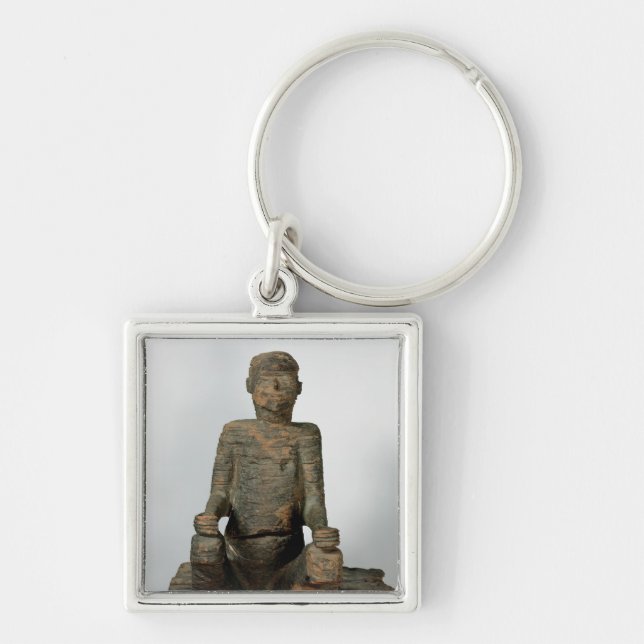 Statue of a seated man, Mbembe, Nigeria Key Ring (Front)