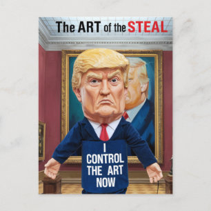 Statue of Angry Trump Controls The Art in a Museum Postcard