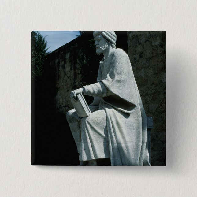 Statue of Averroes 15 Cm Square Badge (Front)