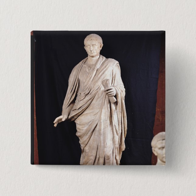 Statue of Caesar Augustus 15 Cm Square Badge (Front)