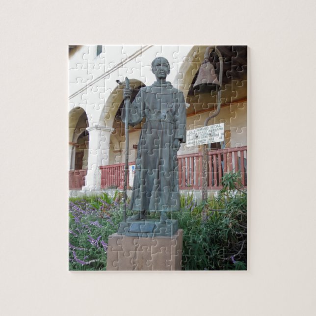 Statue of Father Serra at Santa Barbara Mission Jigsaw Puzzle (Vertical)