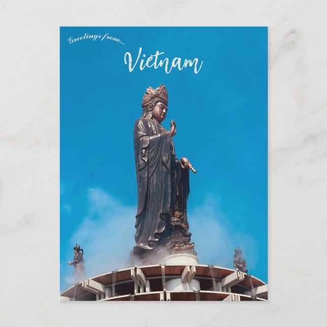 Statue of Guanyin in Tay Ninh Vietnam Postcard (Front)
