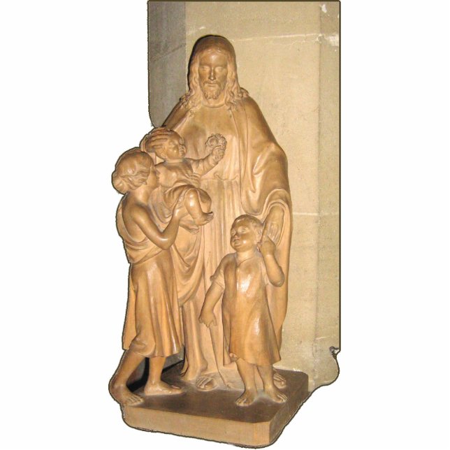 Statue of Jesus with children Standing Photo Sculpture (Front)