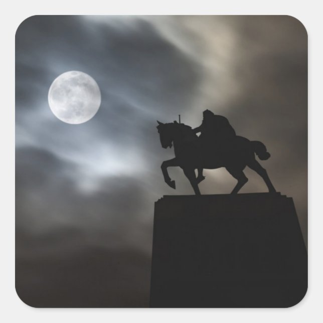 Statue of King Kralja Tomislava silhouetted Square Sticker (Front)