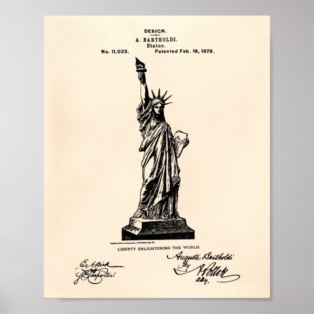 Statue of Liberty 1879 Patent Art - Old Peper Poster (Front)