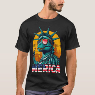 Statue Of Liberty 4th Of July Trex Boys American F T-Shirt