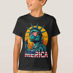 Statue Of Liberty 4th Of July Trex Boys American F T-Shirt