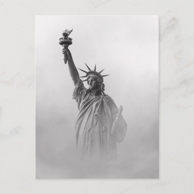 Statue of Liberty America Black and White Postcard (Front)