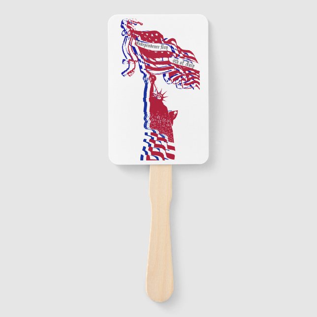 Statue of Liberty American Flag and Your Text Hand Fan (Front)