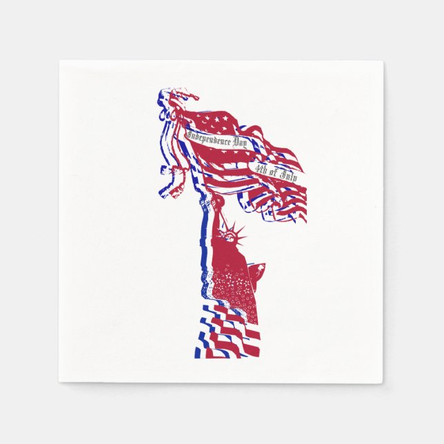 Statue of Liberty American Flag and Your Text Napkin (Front)