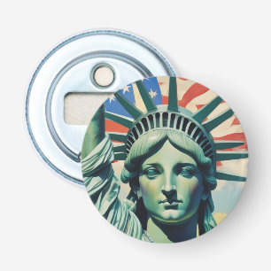Statue of Liberty & American Flag Art New York Bottle Opener