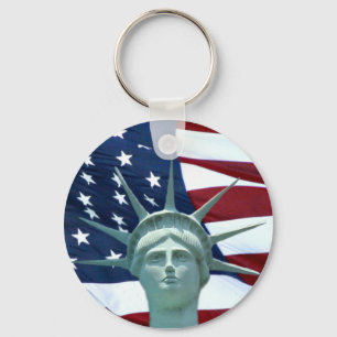 Statue of Liberty American flag Key Ring