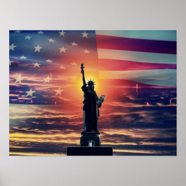 Statue of Liberty American Flag Poster (Front)