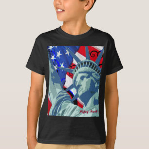 Statue of Liberty and Patriotic American Flag T-Shirt