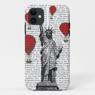 Statue Of Liberty and Red Hot Air Balloons iPhone 11 Case
