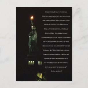 Statue of Liberty At Night/Emma Lazarus Poem Postcard