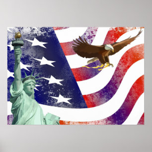 Statue of Liberty-bald eagle Poster
