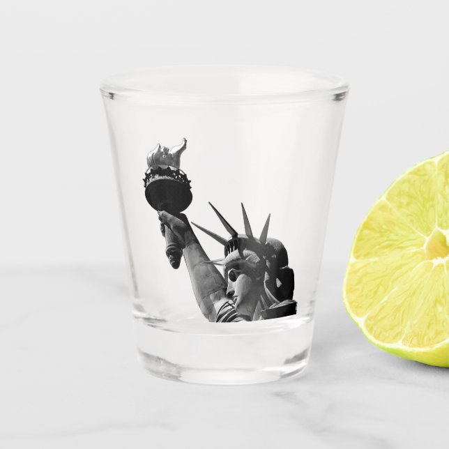 Statue of Liberty Black & White Shot Glass (Front)