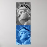 Statue of Liberty Blue Grey Pop Art Poster Print<br><div class="desc">New York City - United States of America National and City Symbol Statues,  Monuments and Buildings - Statue of Liberty Photo Artwork - Statue of Liberty Silhouette Pop Art Style Black & White Artwork</div>