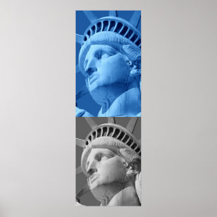 Statue of Liberty Blue Grey Pop Art Poster Print