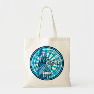 Statue Of Liberty Blue USA Tote Bag