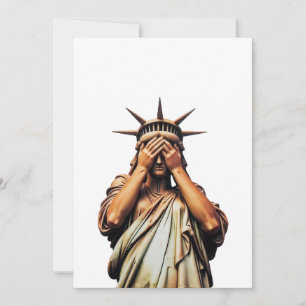 Statue of Liberty covering her face in shame Card