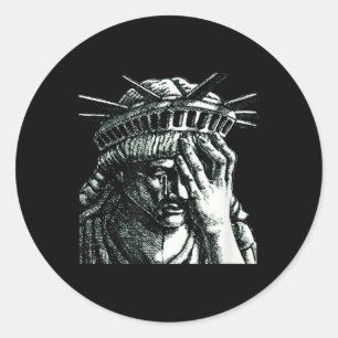 Statue Of Liberty Crying Anti Trump Resist No Classic Round Sticker