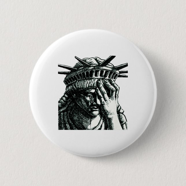 Statue Of Liberty Crying Anti Trump Resist No Musl 6 Cm Round Badge (Front)