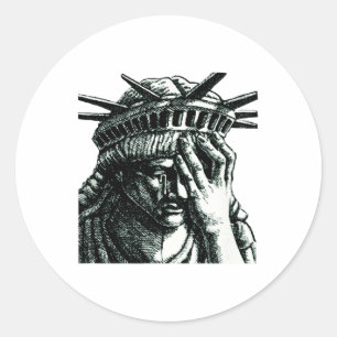 Statue Of Liberty Crying Anti Trump Resist No Musl Classic Round Sticker
