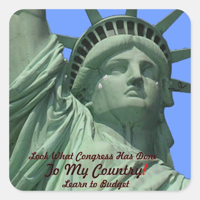 Statue of Liberty Crying Square Sticker (Front)