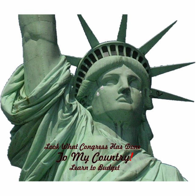 Statue of Liberty Crying Standing Photo Sculpture (Front)